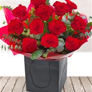 A Luxury Dozen Red Roses Gift Bag