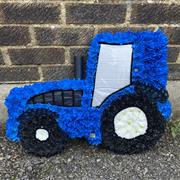 Tractor Shape Funeral Tribute in Blue