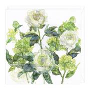 White Peonies &amp; Hydrangeas Floral Card