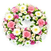 Pink &amp; White Funeral Wreath