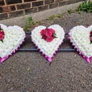Triple Heart Funeral Flowers