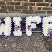 Wife Funeral Flowers Tribute Based White