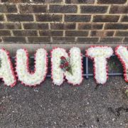 AUNTY Funeral Flowers Tribute Based White