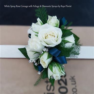 White And Navy Wrist Corsage Prom Corsages By Rays Florist Ash