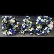 DAD Funeral Tribute Blue and White Foliage Edge