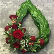 Laurel Chaplet with Red Rose Spray