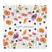 Orange and Purple Poppies Birthday Card