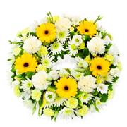 Yellow &amp; White Funeral Wreath