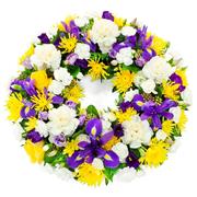 Yellow &amp; Blue Funeral Wreath