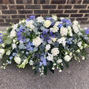 White and Blue Casket Spray