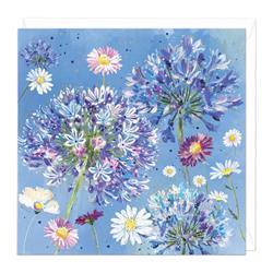 Ocean Blue Floral Art Card