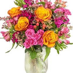 Sunset Romance Pink &amp; Orange Flower Bouquet
