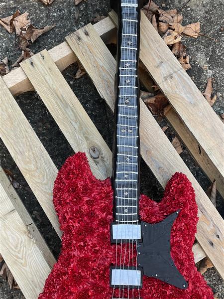 Red Electric Guitar Tribute Rays Florist Bespoke Funeral Tribute
